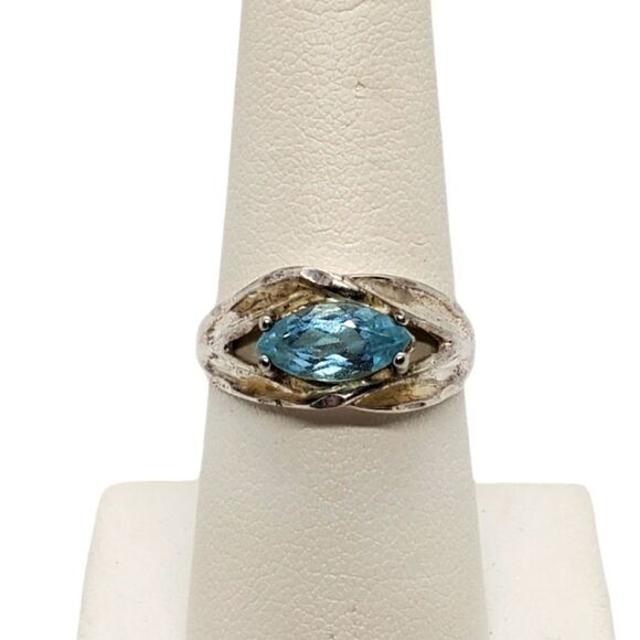 Sterling Silver Ring with a Blue Stone - Picture 1 of 6